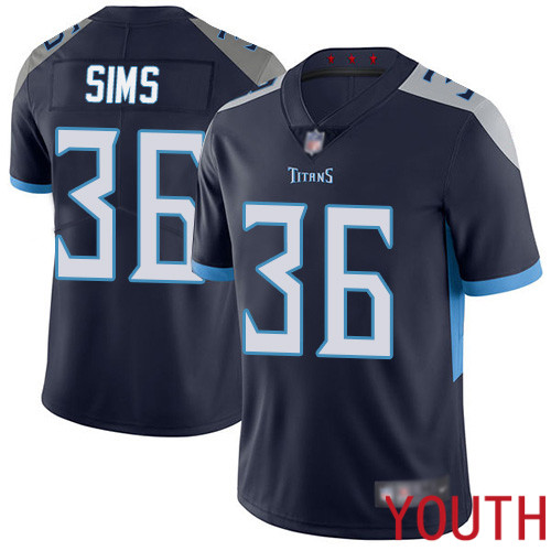 Tennessee Titans Limited Navy Blue Youth LeShaun Sims Home Jersey NFL Football #36 Vapor Untouchable->youth nfl jersey->Youth Jersey